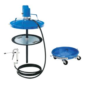 Macnaught Legendary P6TR 50:1 Air-Operated Greasing Pump for 120 lb. Drum. Includes Booster Gun, Hose and Trolley, Low Air Consumption (3CFM)