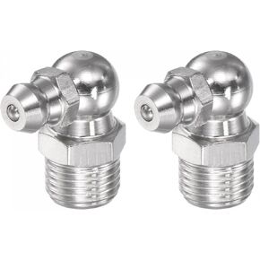 uxcell 304 Stainless Steel 90 Degree Grease Fitting M10 x 1mm Thread Hydraulic Grease Fitting Accessories, 2Pcs