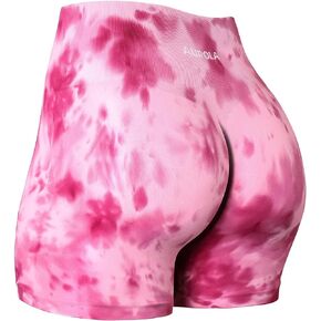 AUROLA Dream Tie Dye Workout Shorts for Women Seamless Scrunch Soft Active Shorts,Deep Red Tie Dye,S