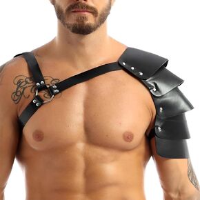 Men Viking Warrior Shoulder Armor Medieval Gladiator Harness Renaissance Buckle Shields Cosplay Halloween Party