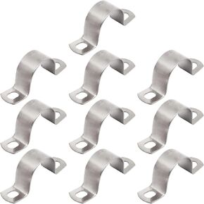 Conduit Clamp, 1-17/64" (32mm) Pipe Clamp 304 Stainless Steel Heavy Duty Metal U Bracket U Tube Strap Clamp Rigid Pipe Strap Wire Clamp Tube Holder Clips for Fixing Pipe Cable (M32,10pcs)