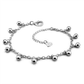 24K Platinum-Plated Double Thread Box Bell Silver Anklet S925 Beaded Ladies Anklet Simple Style Beaded Beach Jewelry Birthday Christmas Gift For Ladies