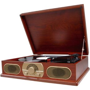 Studebaker SB6051 3 Speed Full Size Wooden Turntable with AM/FM Radio