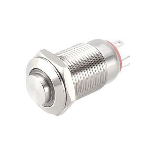 uxcell Latching Metal Push Button Switch High Head 12mm Mounting Dia 1NO 3-6V Blue LED Light