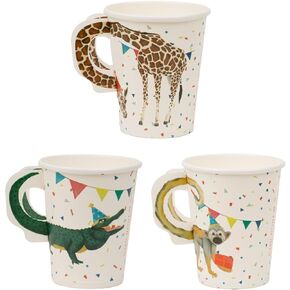 Talking Tables 8 x Safari Animal Themed Paper Cups for Girls & Boys Birthday Party or Baby Shower | Jungle, Zoo, Madagascar Eco-Friendly, Disposable, Celebrations, 250ml, 9oz