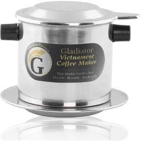 Vietnamese Coffee Maker Filter Set | French Press Style Coffee Filters | Pour Over Coffee Dripper | Portable Coffee Makers 1 Cup | Single Serve Coffee Maker | Reusable Coffee Press | Medium 8oz (1)