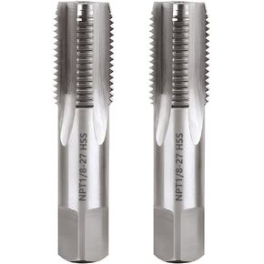 2pcs 1/4"-18 NPT Pipe Tap Set, High Speed Steel Tapered Pipe Thread Tap for Cleaning or Re-thread Damaged or Jam Pipe Threads