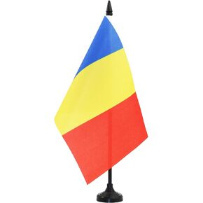 AZ FLAG Chad Table Flag 5'' x 8'' - Chadian Desk Flag 21 x 14 cm - Black Plastic Stick and Base
