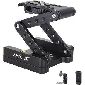 ARTCISE Z Flex Tilt Tripod Head with 1/4 inch Quick Release Plate Bubble Level CNC Aluminum 360° Rotation Panoramic Tripod Mount for Canon Nikon Sony DSRL Camcorder Slider Max Load 6.61lb/3kg