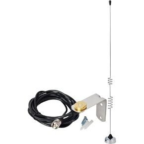 HYS Dual Band NMO Antenna, VHF/UHF Pre Tuned Amateur, W/13ft Low-Loss RG58/U Coaxial Cable with UHF-Male(PL259), Stainless Steel L Bracket, Trunk/Hole Mount for Car