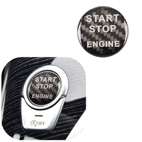 Compatible with Start Stop Button Cover Carbon Fiber Engine Key Sticker Trim Cover for BMW 1 2 3 4 5 6 7 X1 X3 X4 X5 X6 F30 F10 F01 F32 F15 F25 G30 G31 G11 G12(Black）