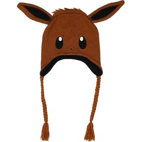 Bioworld Pokemon Eevee Cosplay Fleece Lined Laplander Beanie Cap Hat for Men Women OSFM Brown
