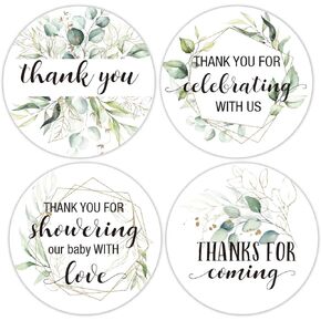 2" Round Greenery Thank You Favor Stickers- Thank You Labels for Wedding, Bridal Shower, Baby Shower, Small Business, Bakeries, Handmade Goods, Birthday Party Favors(80 Labels)