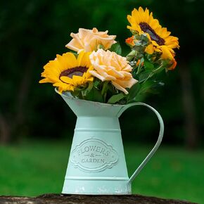 VANCORE Shabby Chic Metal Jug Vase Pitcher Flower Holder for Home Decoration