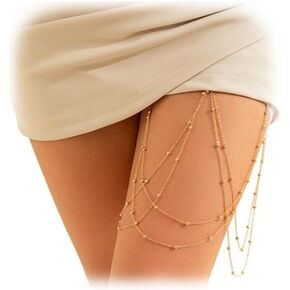 Summer Beach Bead Thigh Chain Jewelry Bikini Multi-Layer Tassel Leg Chains Sexy Bikini Pearl Body Thigh Chain Jewelry for Women