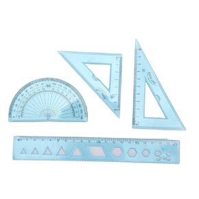 4 Pieces Math Geometry Tool Set Kids Transparent Angle Length Measuring Tools Geometry Set for Kids, Includes Plastic Clear Ruler, Protractor, Triangle for Architects, Engineers