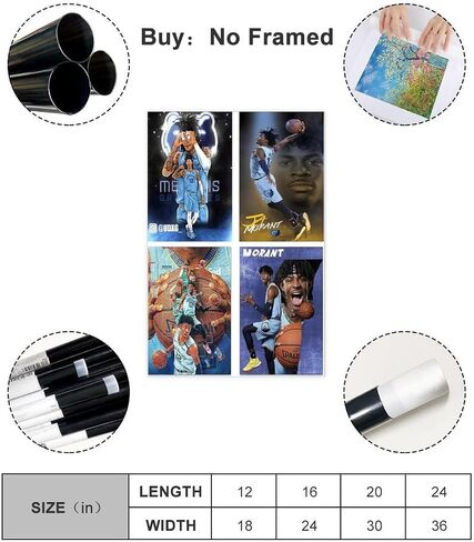 Ja Morant Basketball Player Basketball Poster Canvas Poster Bedroom Decor Sports Landscape Office Room Decor Gift Unframe-style Unframe-style16x24inch(40x60cm) in Saudi Arabia