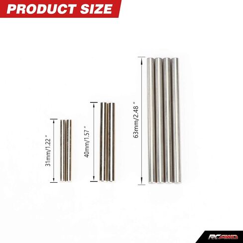 RCAWD Suspension Arms Hinge Pins Set for ARRMA 3S, Big Rock 3S, Granite Senton Vorteks Typhon 3S & Mega Upgrades, A-Arm pins Set 1/10 1/8 Part #ARAC5026#ARAC5028#ARAC5027 in Saudi Arabia