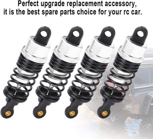 ممتص صدمات السيارة RC، مخمد RC من الألومنيوم متوافق مع HSP 1/10 RC لتسلق السيارات، 4 قطع (فضي) in Kuwait