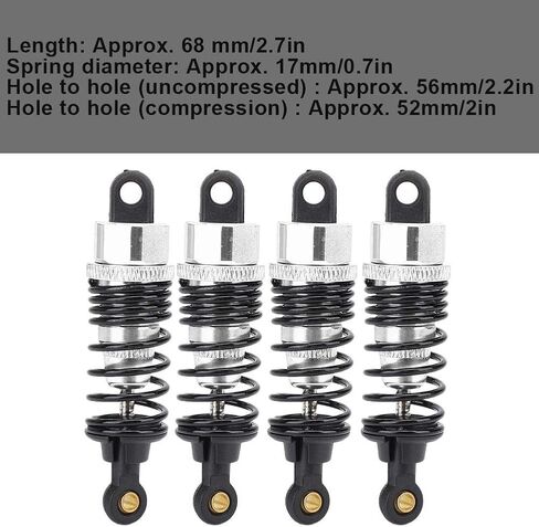ممتص صدمات السيارة RC، مخمد RC من الألومنيوم متوافق مع HSP 1/10 RC لتسلق السيارات، 4 قطع (فضي) in Kuwait