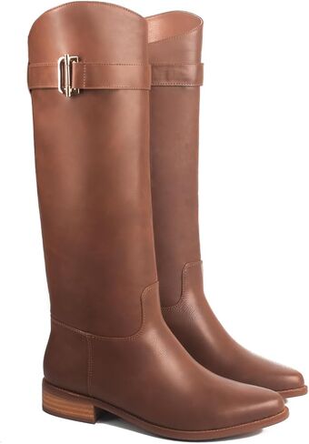 Ouepiano Riding Boots for Women Knee High Round Toe Side Zipper Metal Buckle Fashion Tall Long Boots in Saudi Arabia
