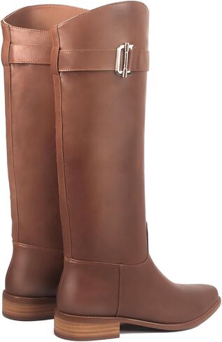 Ouepiano Riding Boots for Women Knee High Round Toe Side Zipper Metal Buckle Fashion Tall Long Boots in Saudi Arabia