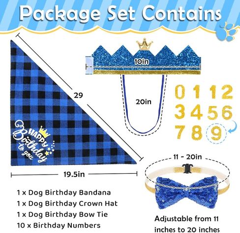 Vivifying Dog Birthday Party Supplies, Set of 4 Dog Birthday Bandanas with Crown Hat and Bow Tie, Multi Size for Small Medium Large Boy Dog Party Decorations (Large, Pink) in Saudi Arabia