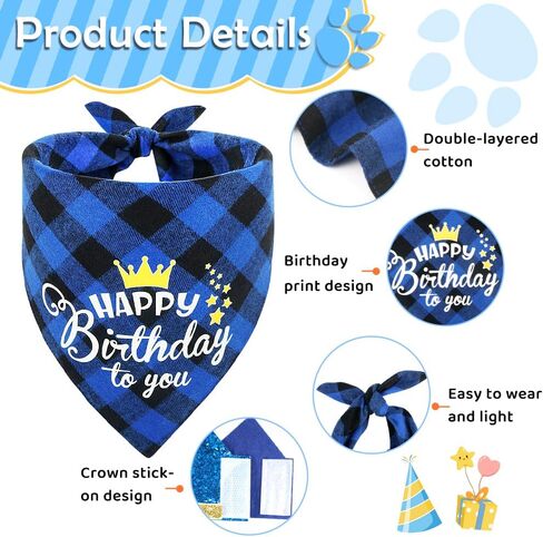 Vivifying Dog Birthday Party Supplies, Set of 4 Dog Birthday Bandanas with Crown Hat and Bow Tie, Multi Size for Small Medium Large Boy Dog Party Decorations (Large, Pink) in Saudi Arabia