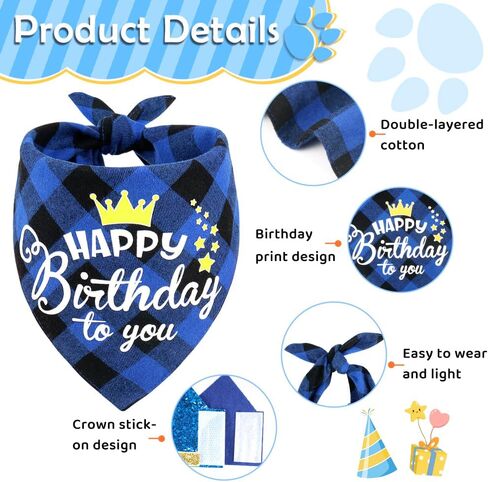 لوازم حفلات أعياد ميلاد الكلاب المفعمة بالحيوية، مجموعة من 4 مناديل عيد ميلاد للكلاب مع قبعة تاج وربطة عنق، مقاسات متعددة لتزيين حفلات الكلاب الصغيرة والمتوسطة والكبيرة (كبير، وردي) in Kuwait