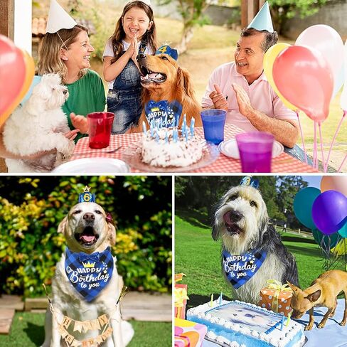 Vivifying Dog Birthday Party Supplies, Set of 4 Dog Birthday Bandanas with Crown Hat and Bow Tie, Multi Size for Small Medium Large Boy Dog Party Decorations (Large, Pink) in Saudi Arabia