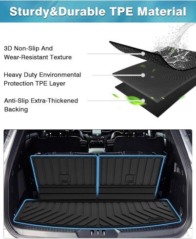 بطانة شحن مخصصة من Mixsuper لسيارة Ford Explorer 2020-2024، حصيرة صندوق السيارة لملحقات Explorer، حصيرة شحن خلفية، بطانة صندوق السيارة ومسند الظهر باللون الأسود in Kuwait