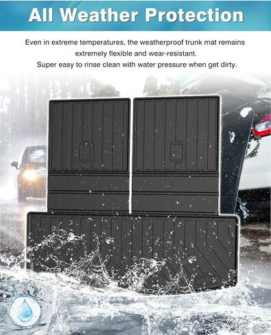 بطانة شحن مخصصة من Mixsuper لسيارة Ford Explorer 2020-2024، حصيرة صندوق السيارة لملحقات Explorer، حصيرة شحن خلفية، بطانة صندوق السيارة ومسند الظهر باللون الأسود in Kuwait