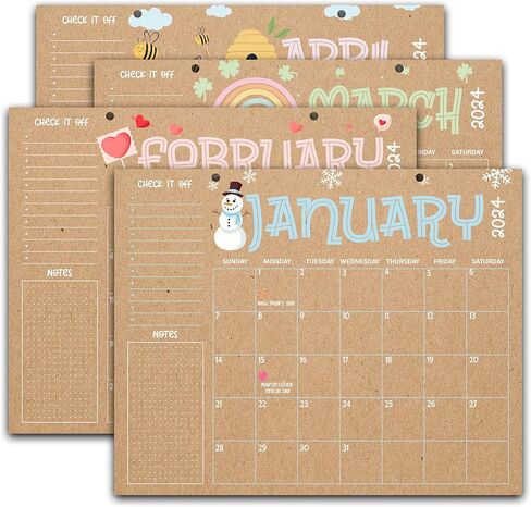 التقويم 2024-2025 تقويم معلق على الحائط لمدة 18 شهرًا، تقويم مكتب صغير لطيف، 8 × 10 بوصة مع خطافين للتعليق|يغطي يناير 2024 إلى يونيو 2025 -F01 in Kuwait