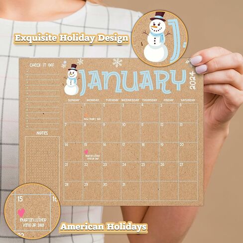 التقويم 2024-2025 تقويم معلق على الحائط لمدة 18 شهرًا، تقويم مكتب صغير لطيف، 8 × 10 بوصة مع خطافين للتعليق|يغطي يناير 2024 إلى يونيو 2025 -F01 in Kuwait