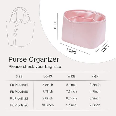 Picotin 22 Bag Insert Round, Purse Organizer Insert Compatible with Hermes Picotin Bag, Silk Bag Organizer for Picotin 22, Lightweight and Soft Touch (Oval PC22, Gold) in Saudi Arabia