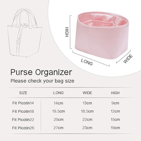 Picotin 22 Bag Insert Round, Purse Organizer Insert Compatible with Hermes Picotin Bag, Silk Bag Organizer for Picotin 22, Lightweight and Soft Touch (Oval PC22, Gold) in Saudi Arabia