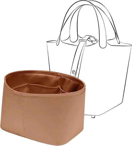 Picotin 22 Bag Insert Round, Purse Organizer Insert Compatible with Hermes Picotin Bag, Silk Bag Organizer for Picotin 22, Lightweight and Soft Touch (Oval PC22, Gold) in Saudi Arabia
