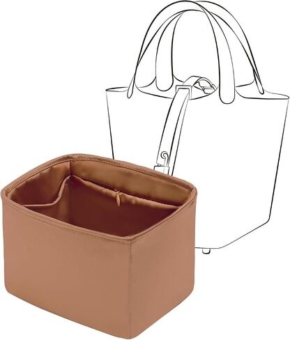 Picotin 22 Bag Insert Round, Purse Organizer Insert Compatible with Hermes Picotin Bag, Silk Bag Organizer for Picotin 22, Lightweight and Soft Touch (Oval PC22, Gold) in Saudi Arabia