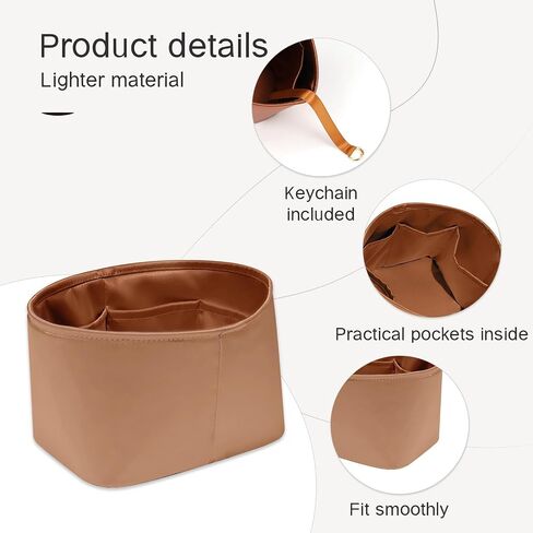 Picotin 22 Bag Insert Round, Purse Organizer Insert Compatible with Hermes Picotin Bag, Silk Bag Organizer for Picotin 22, Lightweight and Soft Touch (Oval PC22, Gold) in Saudi Arabia