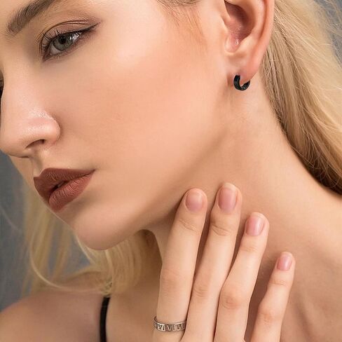 Minimalist Pure Titanium Hoop Huggie Earrings Round/Hexagon Earring, Dainty Plain Small Titanium Hoop Earrings Charms, Hypoallergenic Earring Jewelry Gifts for Women Girls Men Sensitive Ear in Kuwait
