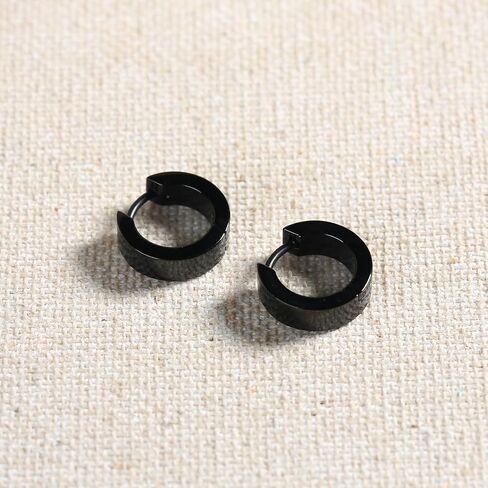 Minimalist Pure Titanium Hoop Huggie Earrings Round/Hexagon Earring, Dainty Plain Small Titanium Hoop Earrings Charms, Hypoallergenic Earring Jewelry Gifts for Women Girls Men Sensitive Ear in Kuwait