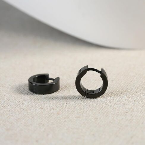 Minimalist Pure Titanium Hoop Huggie Earrings Round/Hexagon Earring, Dainty Plain Small Titanium Hoop Earrings Charms, Hypoallergenic Earring Jewelry Gifts for Women Girls Men Sensitive Ear in Kuwait