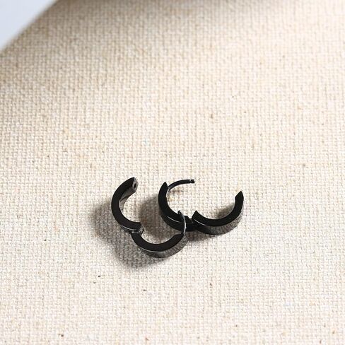 Minimalist Pure Titanium Hoop Huggie Earrings Round/Hexagon Earring, Dainty Plain Small Titanium Hoop Earrings Charms, Hypoallergenic Earring Jewelry Gifts for Women Girls Men Sensitive Ear in Kuwait