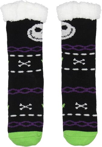 Bioworld The Nightmare Before Christmas Jack Skellington جوارب سميكة مبطنة بصوف الشيربا للبالغين مع نعل غير قابل للانزلاق للنساء والرجال in Kuwait