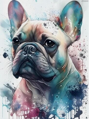 IPISSOI 5D Watercolor French Bulldog Painting Diamond Painting Kits for Adults Beginner, DIY Dog Diamond Art for Home Wall Decor Gifts, Full Drill Round Gem Art 30x40cm in Saudi Arabia