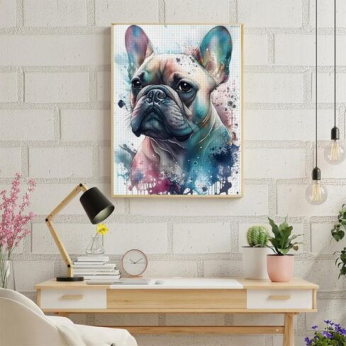 IPISSOI 5D Watercolor French Bulldog Painting Diamond Painting Kits for Adults Beginner, DIY Dog Diamond Art for Home Wall Decor Gifts, Full Drill Round Gem Art 30x40cm in Saudi Arabia