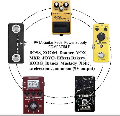 9V1A Guitar Pedal Power Supply AC/DC Adapter Tip Negative 5 Way Daisy Chain Cables for Guitar Pedal Power Cable in Saudi Arabia