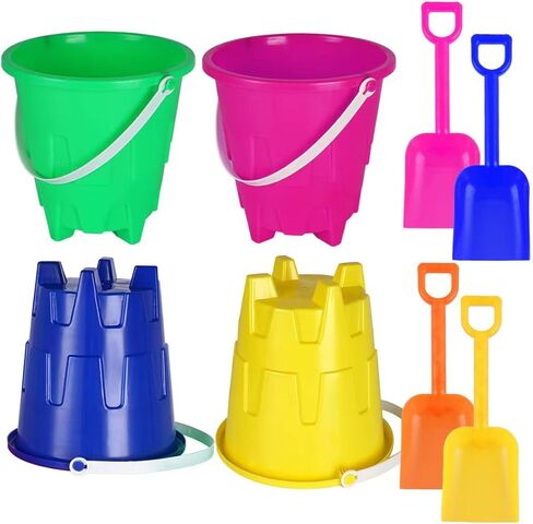 Holady 8 Inch Large Sand Beach Buckets Pail with Beach Shovels,Sand Bucket Water Bucket for Beach Fun Great Summer Party Accessory in Kuwait