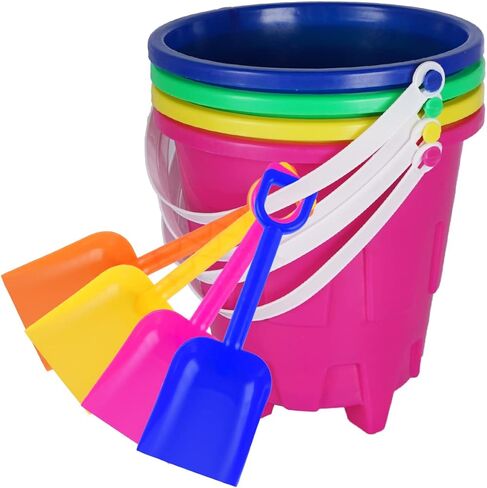 Holady 8 Inch Large Sand Beach Buckets Pail with Beach Shovels,Sand Bucket Water Bucket for Beach Fun Great Summer Party Accessory in Kuwait