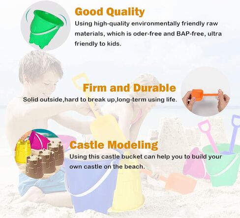 Holady 8 Inch Large Sand Beach Buckets Pail with Beach Shovels,Sand Bucket Water Bucket for Beach Fun Great Summer Party Accessory in Kuwait